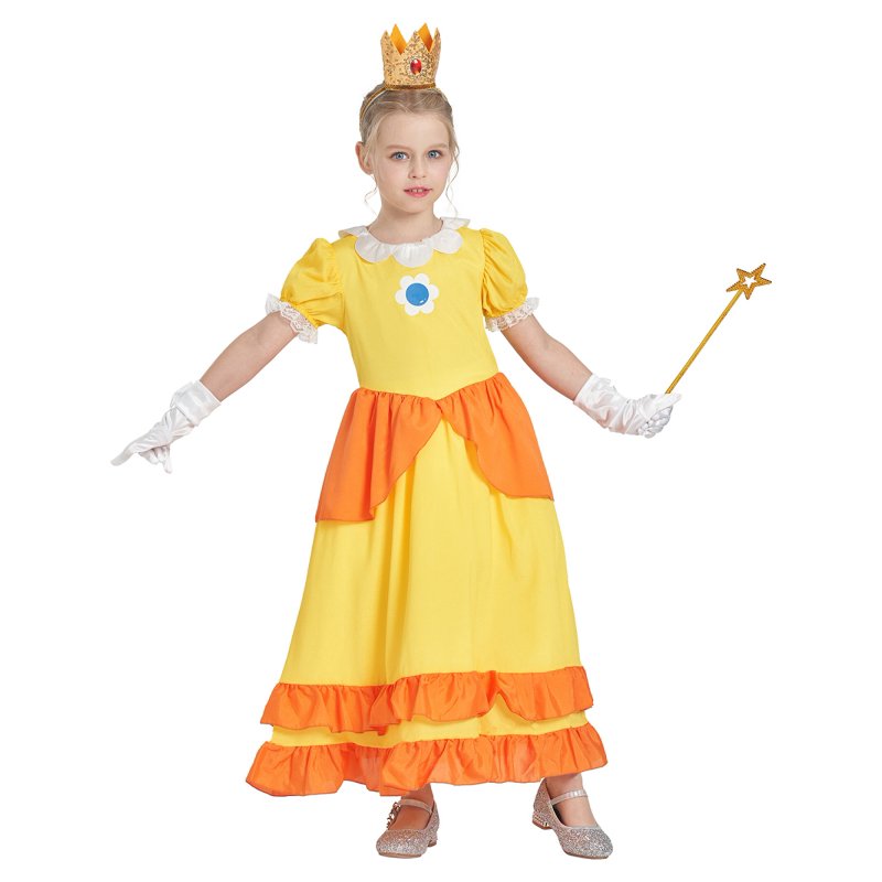 Girls Princess Costume Set 8-10 Years Halloween Fancy Dress with Crown Gloves Wand