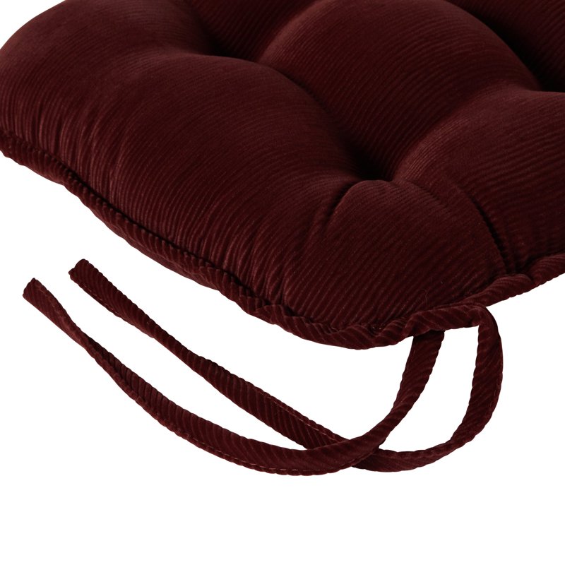 Reversible Corduroy Chair Pad Set - Wine (2-Pack)