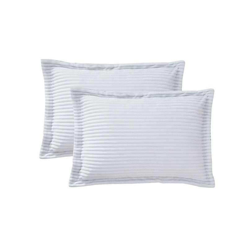 King Reversible Duvet Cover Set with 2 Pillow Shams - White & Black Microfiber Plush