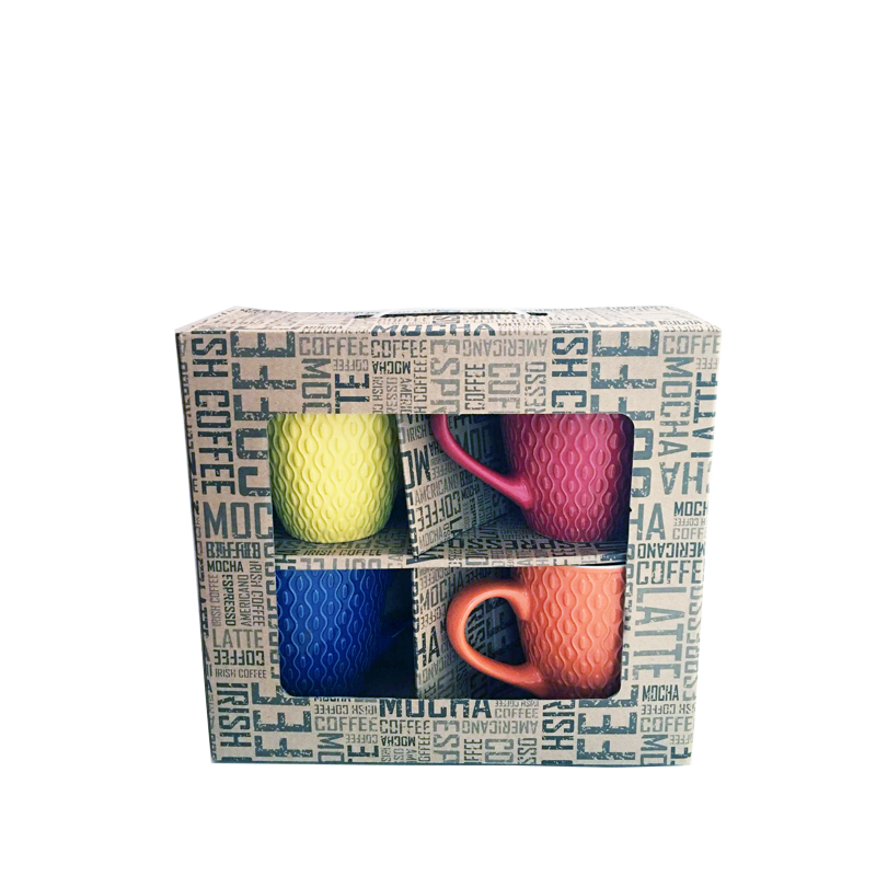 Multi-Color Ceramic Coffee Mug Set - 15oz, Jolly - 4 Pieces