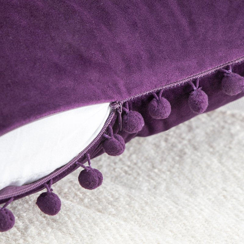 Decorative Velvet Throw Pillow Set - 12 x 20 Dark Purple, 2 Pack
