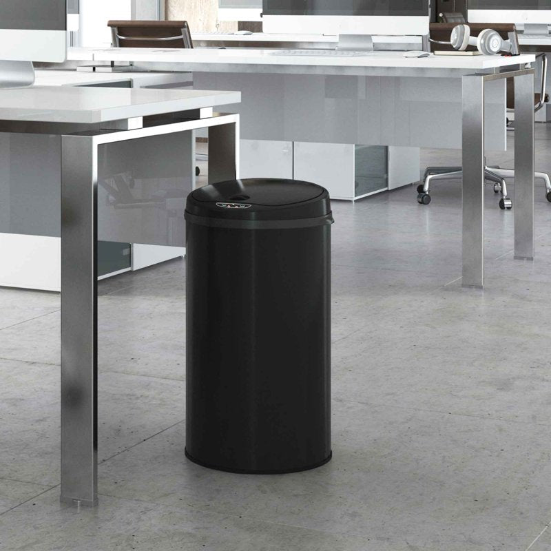 8 Gallon Touchless Sensor Trash Can - Matte Black Stainless Steel
