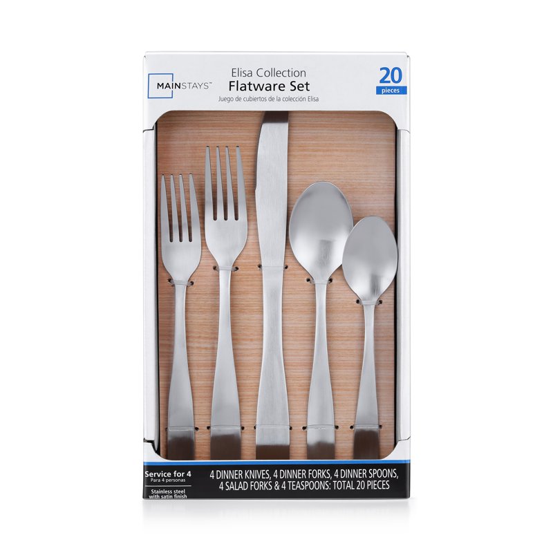 Elisa 20-Piece Flatware Set - Silver Matte Finish, Service for 4