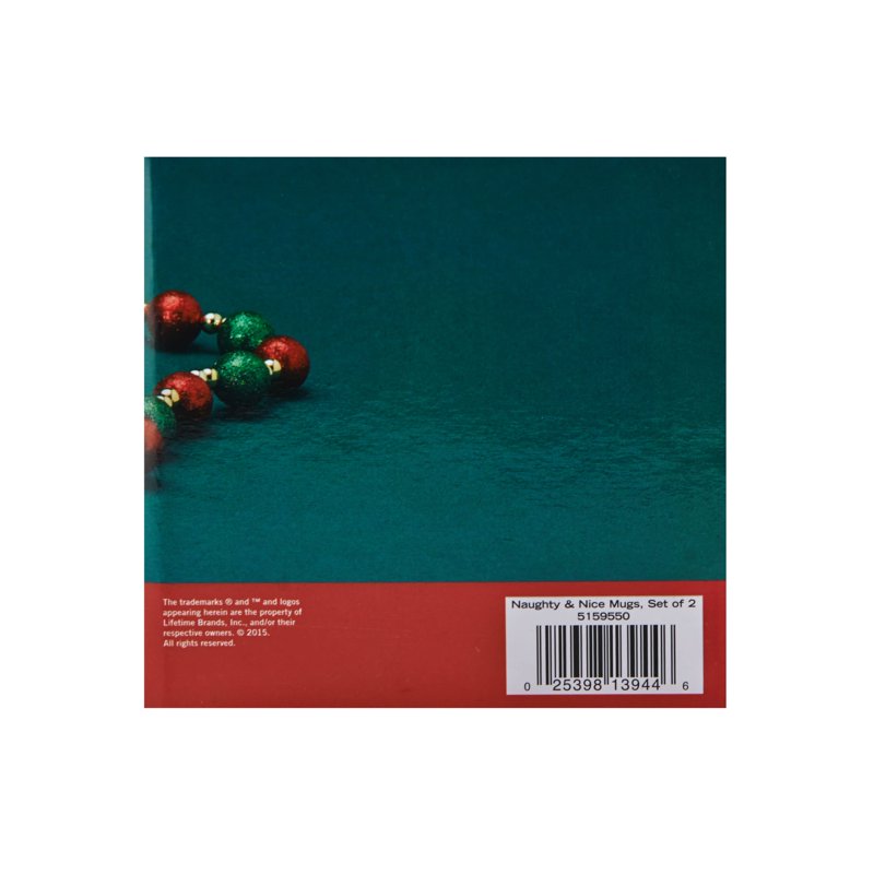 Winterberry 20-Ounce Porcelain Mugs Set - Naughty & Nice