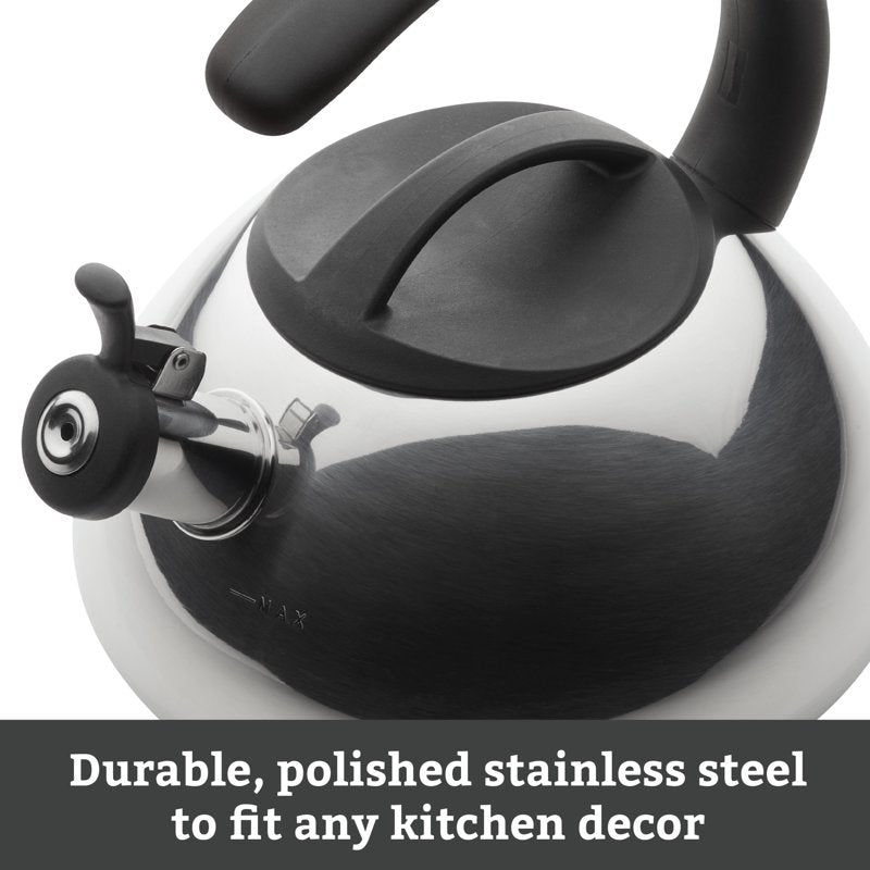 Stainless Steel Whistling Tea Kettle - 2.3 Quart, Silver