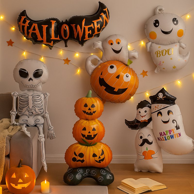 Halloween Pumpkin Foil Balloons 61.4 Inch Pack of 2 - Scary Pumpkin Party Decorations