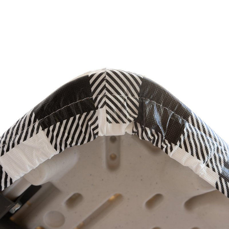 Elastic Fitted Waterproof Vinyl Table Cover - Gingham Black, 4 Pack
