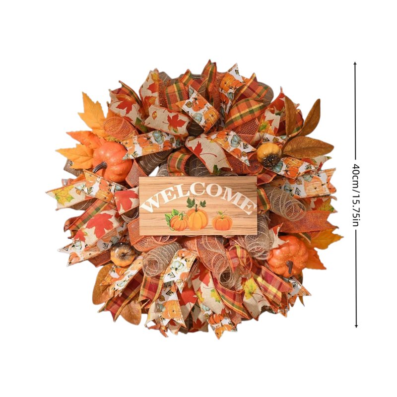 Artificial Fall Wreath for Thanksgiving Decorations - Hanging Indoor Outdoor Holiday Decor - Variation 003 Thanksgiving