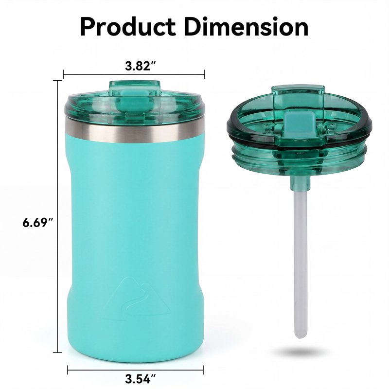 16oz Stainless Steel Can Tumbler with Ceramic Lining & 2-in-1 Lid - Teal