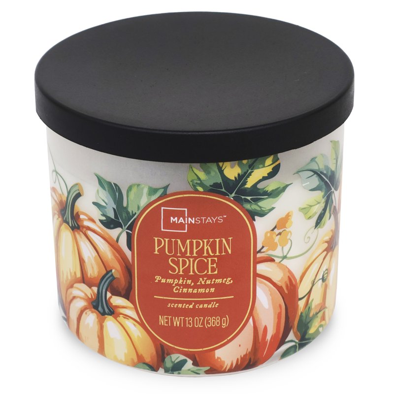 Pumpkin Spice Scented Jar Candle with 3 Wicks - 13 oz Fall Decor