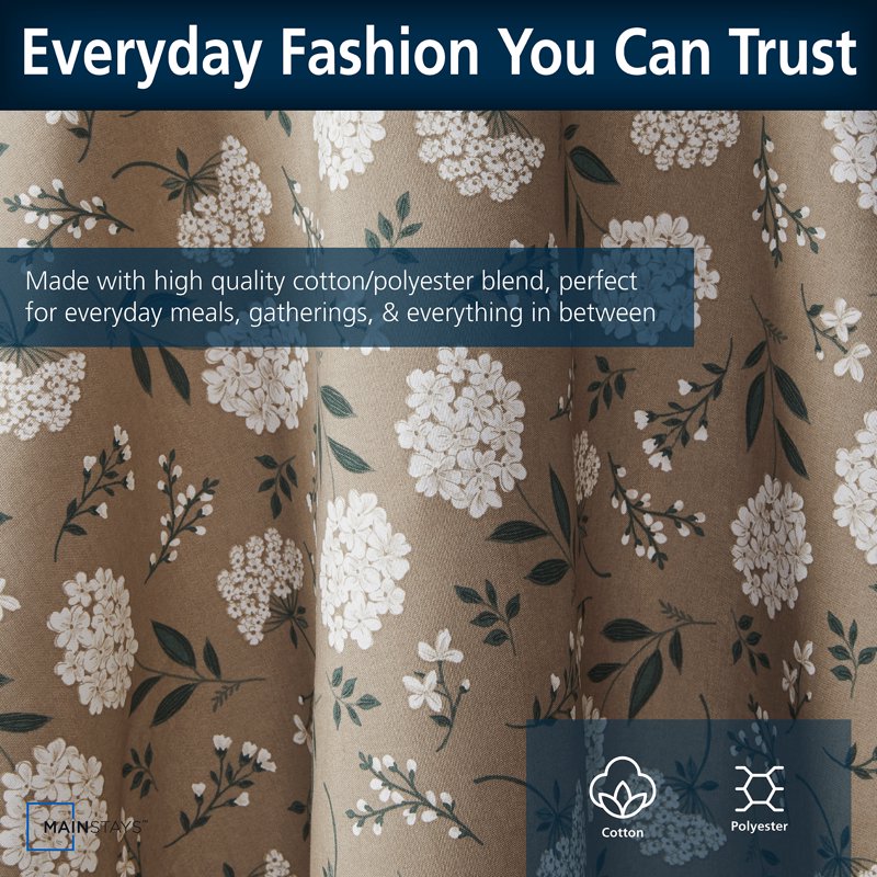 Floral Tablecloth - Brown Hydrangea, 60" x 102"
