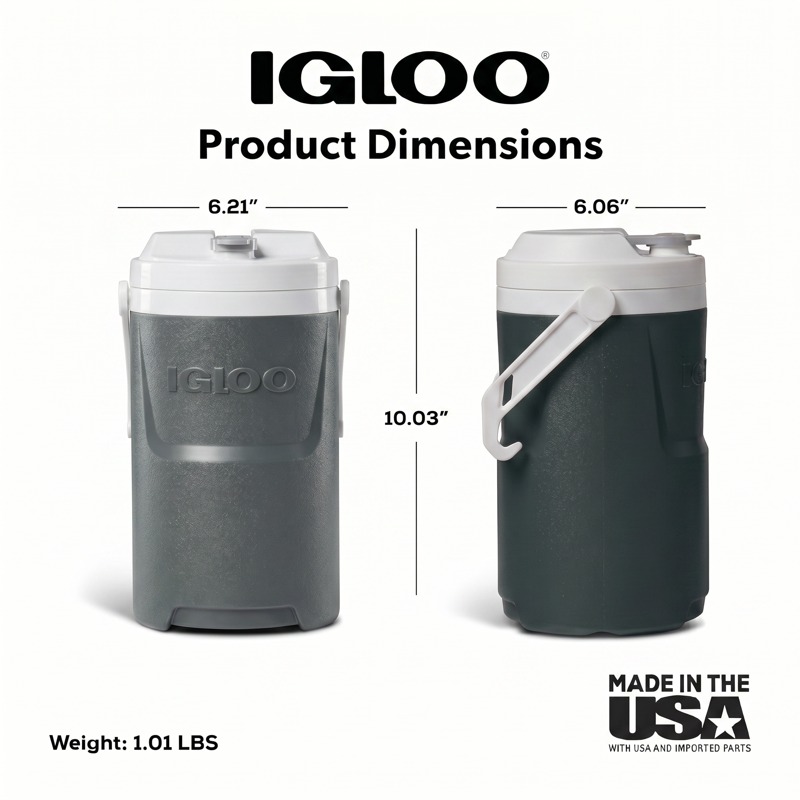 1/2 Gallon Insulated Sports Beverage Jug with Hooks - Charcoal Gray