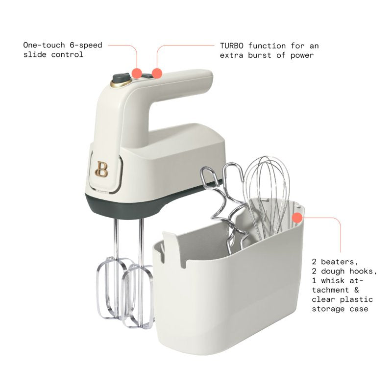 6-Speed Electric Hand Mixer - White Icing