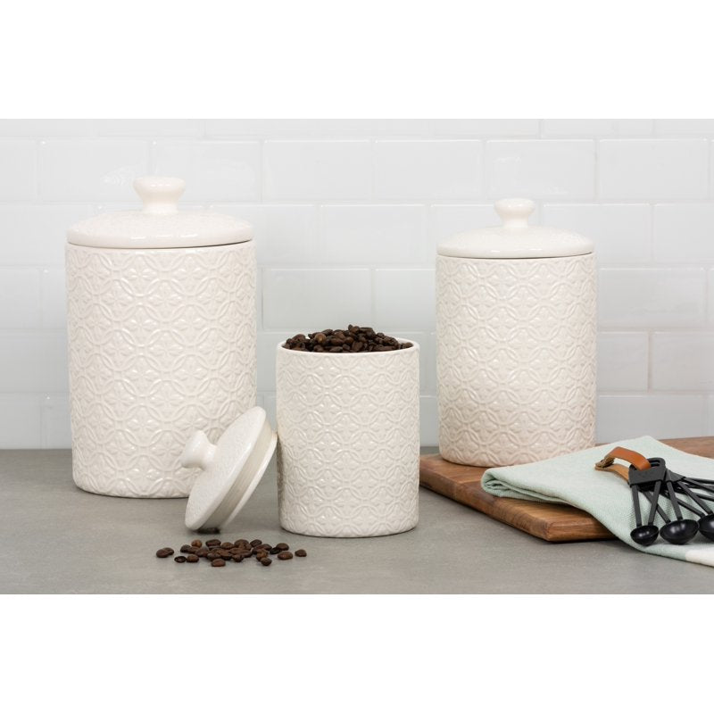 Ceramic Food Storage Canister Set of 3 - White Hampton
