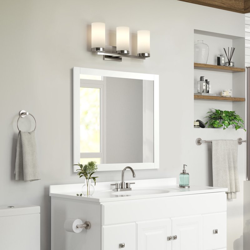 White Rectangular Wall Accent Mirror - 30 x 30 Inches, Farmhouse & Modern Decor