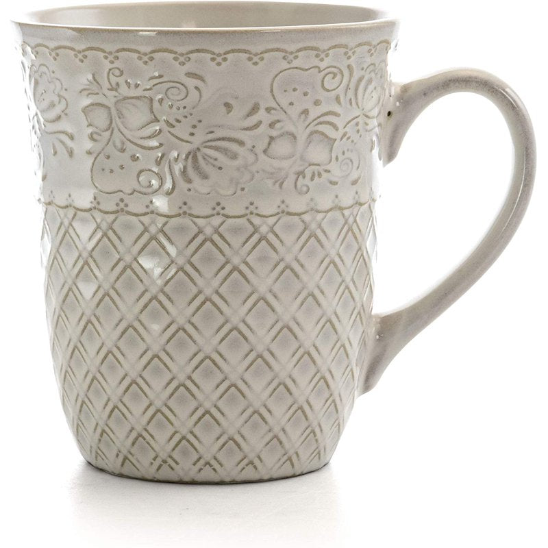 Ivory Lotus 16-Piece Square Dinnerware Set - Stoneware