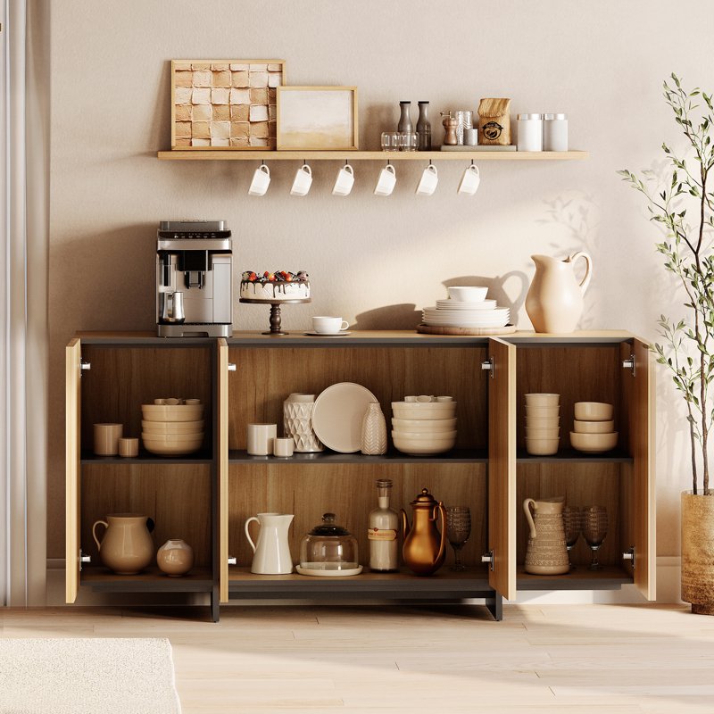 Modern TV Stand - Entertainment Center for 70" TVs with Storage Doors