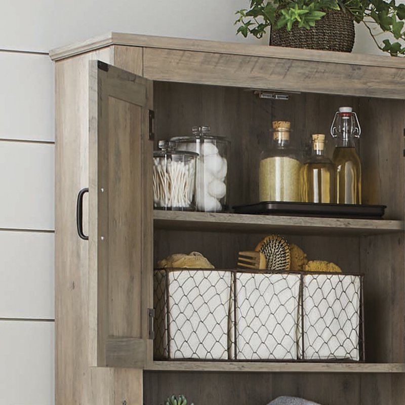 Over-the-Toilet Bathroom Storage Cabinet with Adjustable Shelf - Rustic Gray