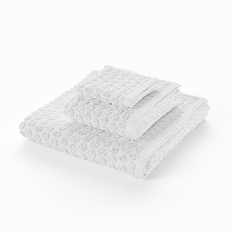 Dot-Print Cotton Bath Set - 6 Piece Off White Towels & Washcloths - Drew Barrymore