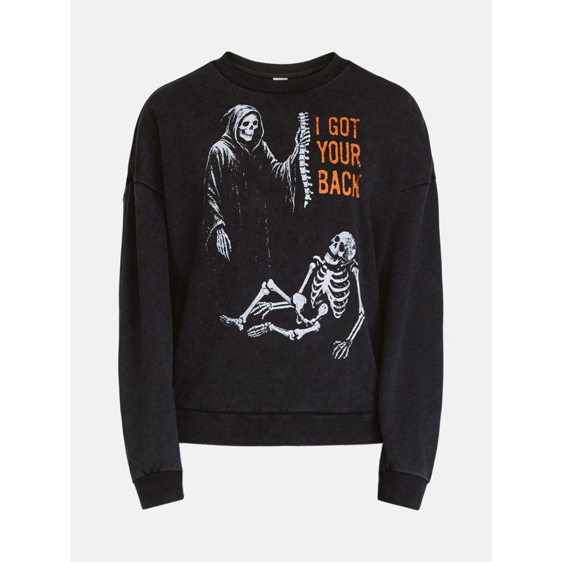 Men's Halloween Graphic Sweatshirt - Back Breaker, Black Soot XS