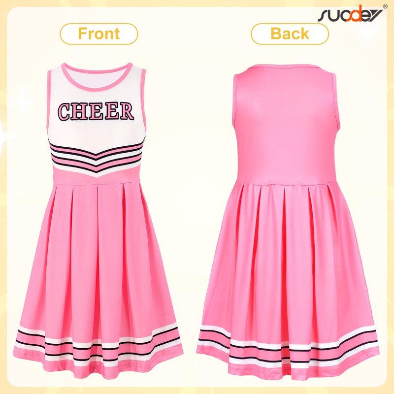 Girls Cheerleader Costume Outfit Set for 10-12 Years - Light Pink