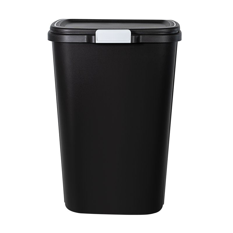 13 Gallon Kitchen Trash Can - Plastic Odor Block Touch Top Bin - Black