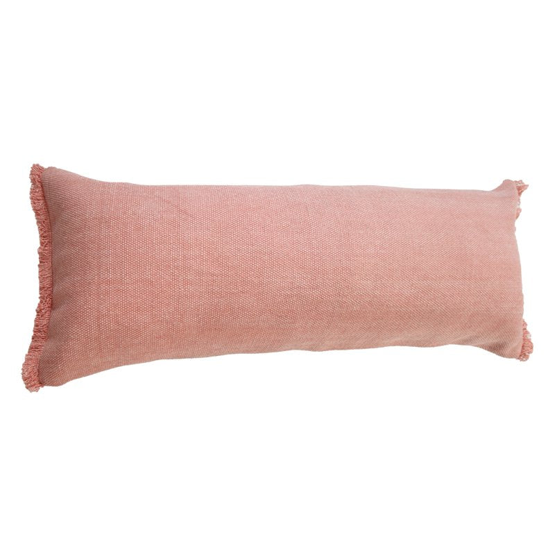 Ox Bay Rose Pink Solid Fringe Stonewash Lumbar Throw Pillow - 14x36 Inches Variation of THIS listing