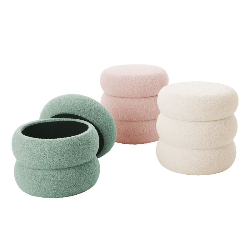 Cloud Storage Ottoman - Boucle Design, Multiple Colors