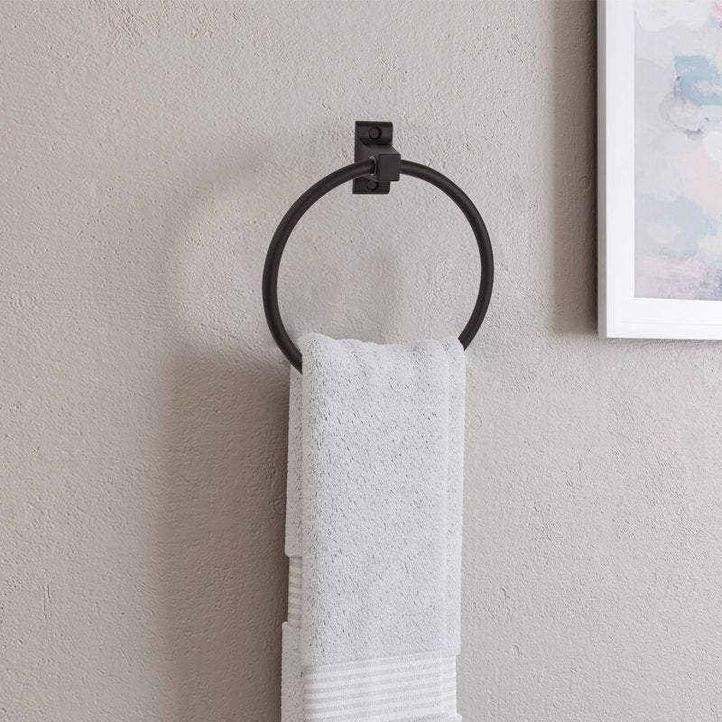 Design House Millbridge Wall Mounted Bathroom Towel Ring - Matte Black - 6 Inch