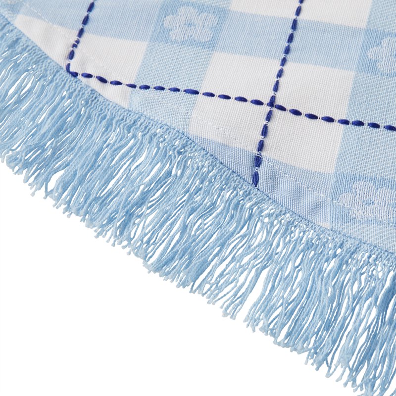 Daisy Woven Fabric Tablecloth - Blue, 70 in Round