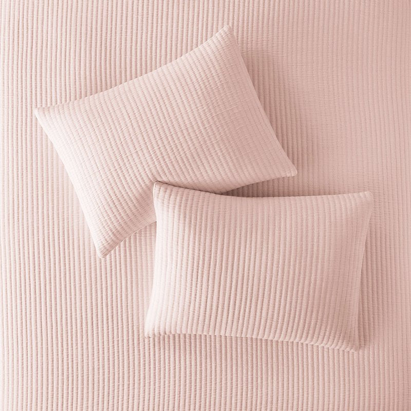 King Reversible Cotton Quilt - Blush Pink, 86x90 Inch, Lightweight Comfort