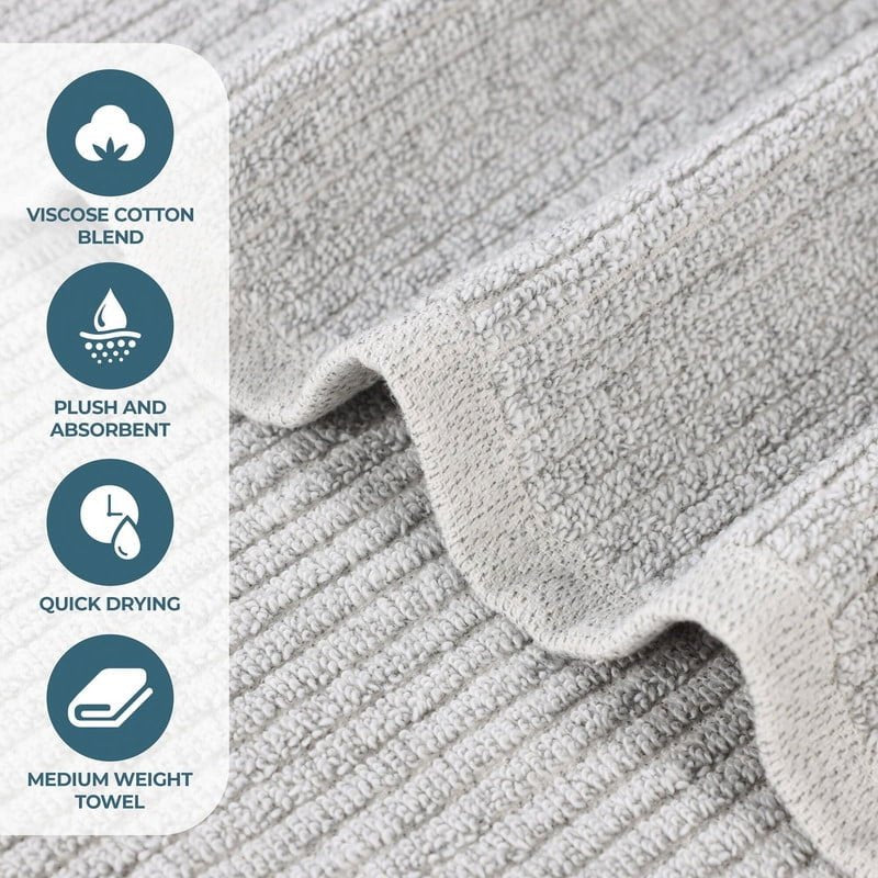 Superior Destin Cotton Blend Bath Sheet Set - 2 Pack in Platinum - Medium Weight, Soft & Absorbent