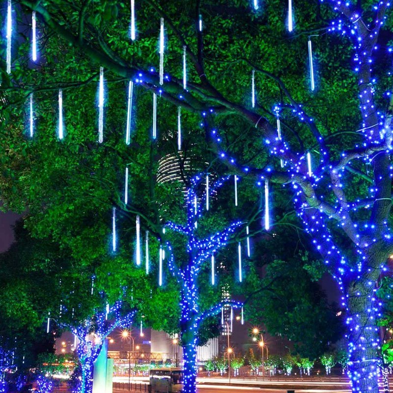 30cm Blue Meteor Shower Rain Lights - Waterproof Outdoor Christmas Garden Decor