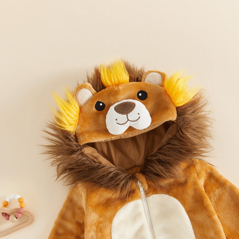 Toddler Baby Lion Costume Jumpsuit for 2-3 Years Khaki Halloween Animal Outfit