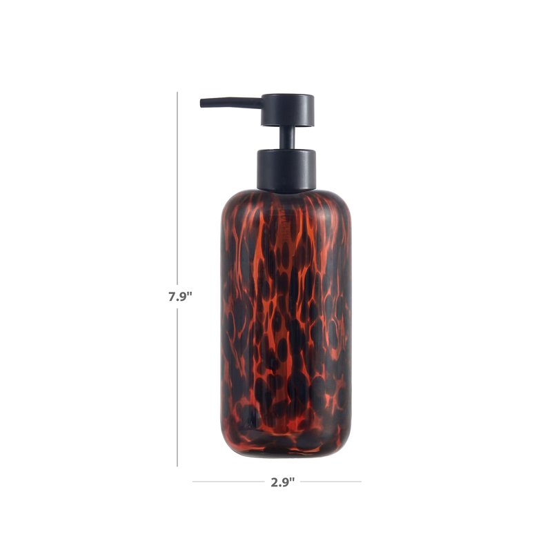 Glass Soap Dispenser Pump - Confetti Mouth-Blown Style, 13.7 oz, Black Pump - Soap Pump
