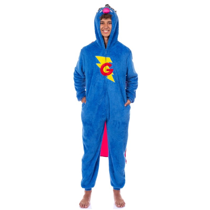 Sesame Street Adult Hooded Union Suit Pajama One Piece - White, S/M