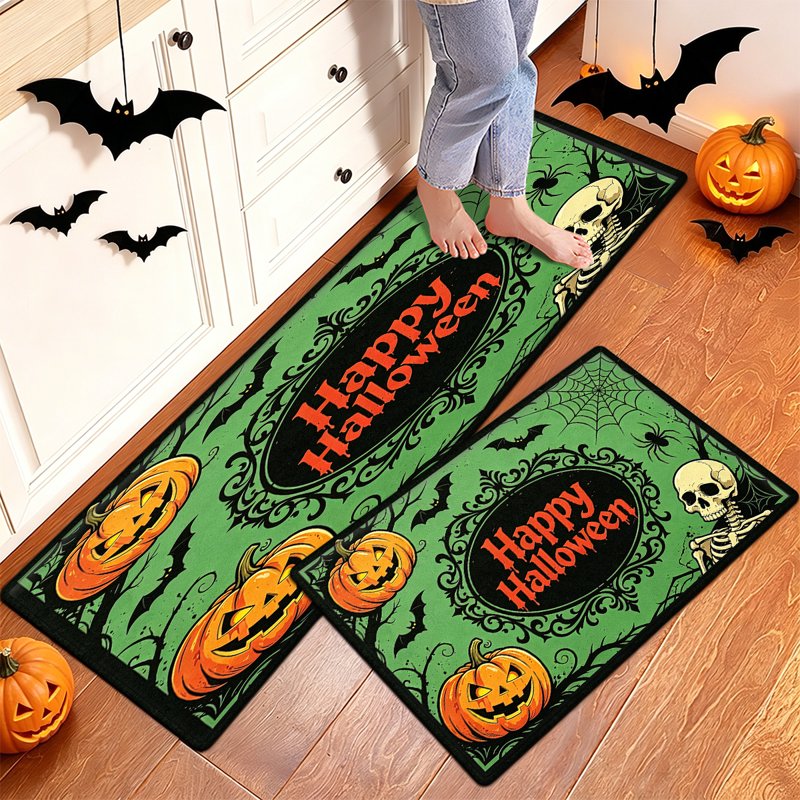 Halloween Pumpkin Lanterns 3-Piece Set with Flannel Rugs - Non-Slip Kitchen & Entryway Mats Variation of THIS listing
