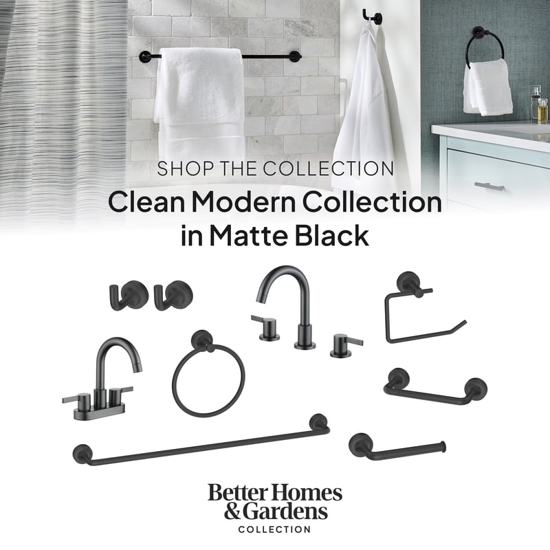 Modern Wall Mount Towel Ring - Matte Black Bathroom Accessory