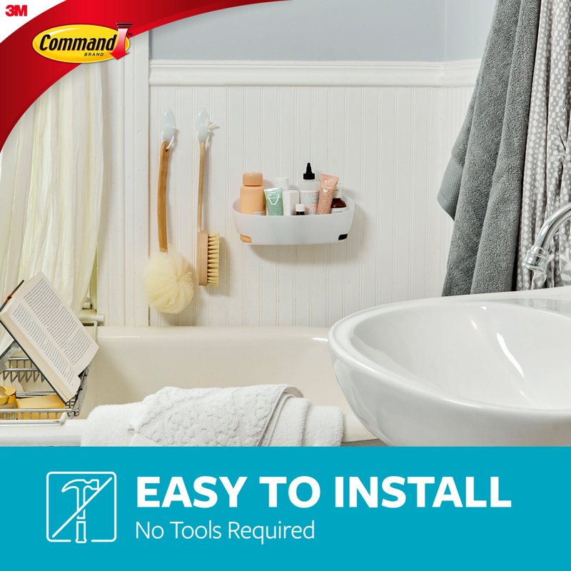 (2 Pack) Command Bath Set with Caddy, Soap Dish, Razor Holder, Hooks & Strips - Bathroom Organization
