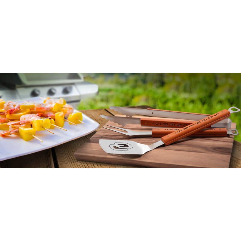 NCAA Oklahoma Sooners BBQ Tool Set - 3 Piece Set with Sportula, Tongs & Fork