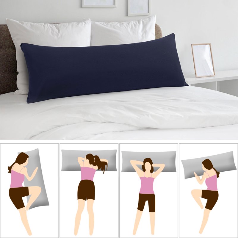 Microfiber Body Pillow Cover 20 x 54 Navy Blue - 2 Piece Set