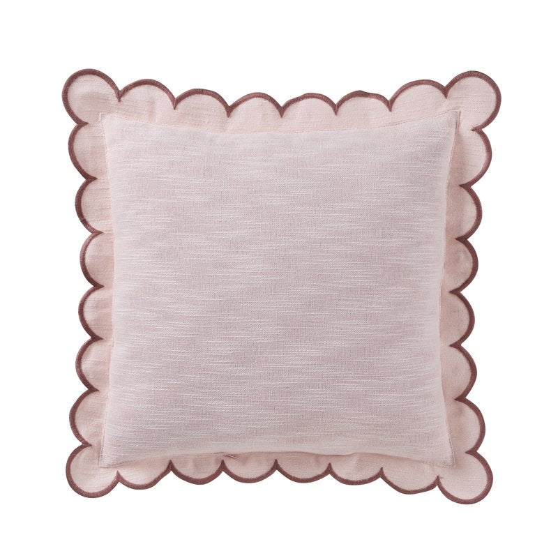 Home Decor Collection 19x19 Blush Pink Scallop Flange Cotton Pillow Set - 2 Pack