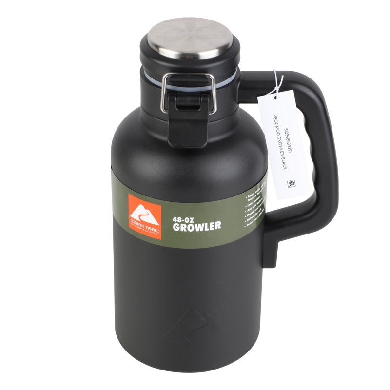 48oz Insulated Stainless Steel Growler - Black Travel Bottle