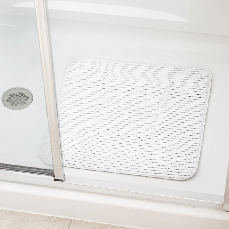 4 Pack White Foam Cushioned Shower Mat with Suction Cups - 21x21 Inches - Variation of THIS listing 4