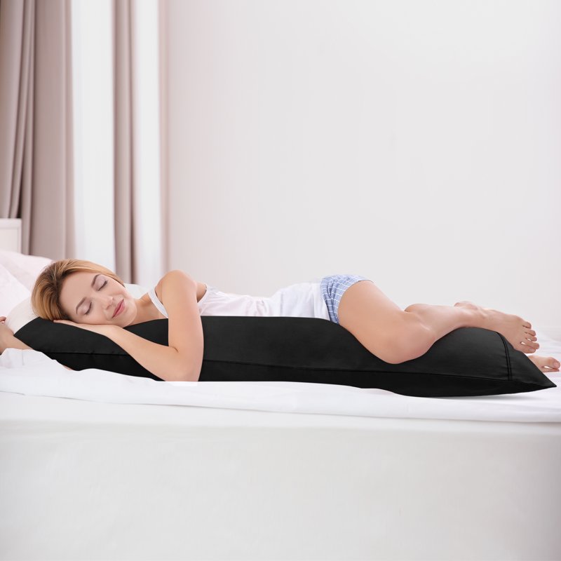 Black Body Pillow Cover 20x55 Zipper Closure Cotton Sleep Pillowcase