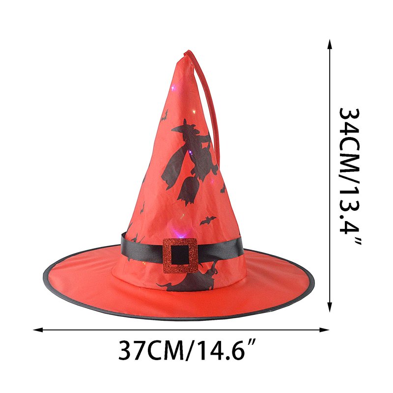 Orange Halloween Witch Hat Lights - Glowing LED Hanging String Lights for Indoor & Outdoor Party Decor