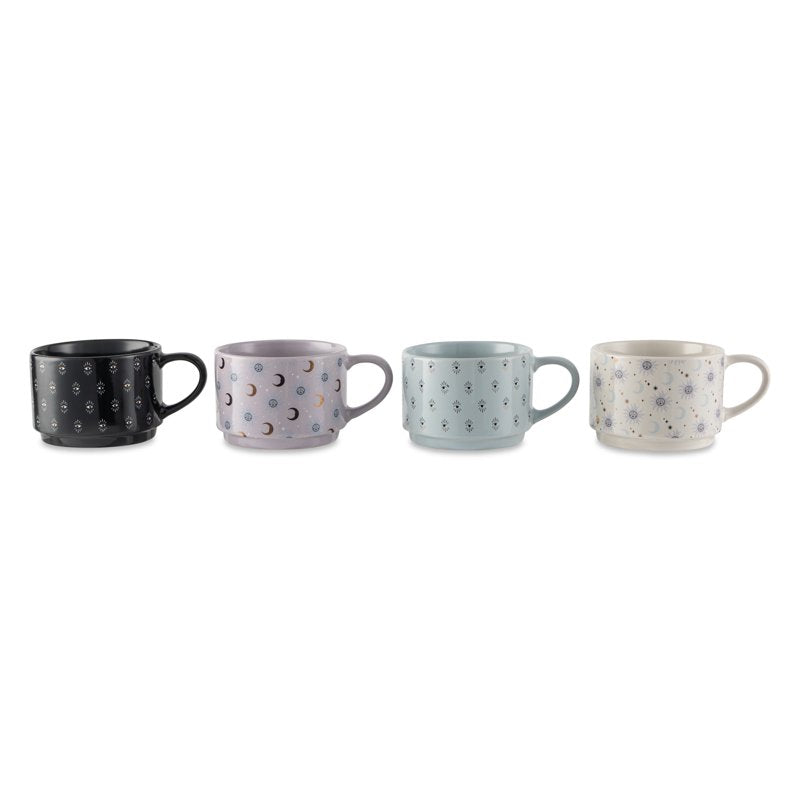 Stackable Celestial Mugs Set - 4 Assorted Colors, 11.1 fl oz