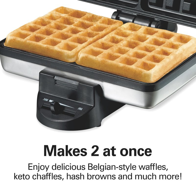 Belgian Waffle Maker with Nonstick Plates - Compact Stainless Steel