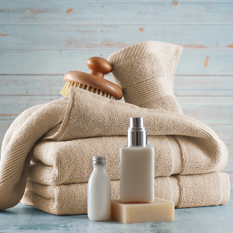 Clara Clark Bath Towels Set 4 Cream Body Towels & 2 Washcloths - 100% Cotton, Ultra Soft, Absorbent
