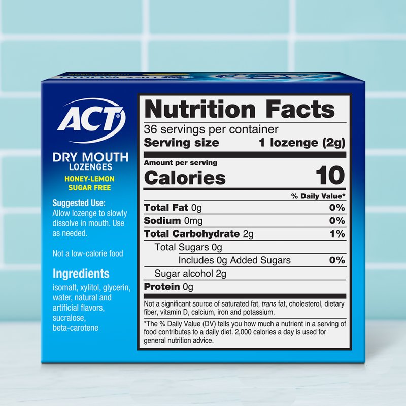Dry Mouth Lozenges with Xylitol - Honey-Lemon Flavor, 36 Count